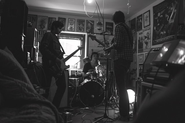Early rehearsal in a cramped Sheffield garage